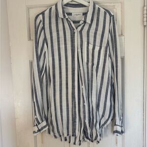 Carly Jean Los Angeles Navy and White Striped Shirt